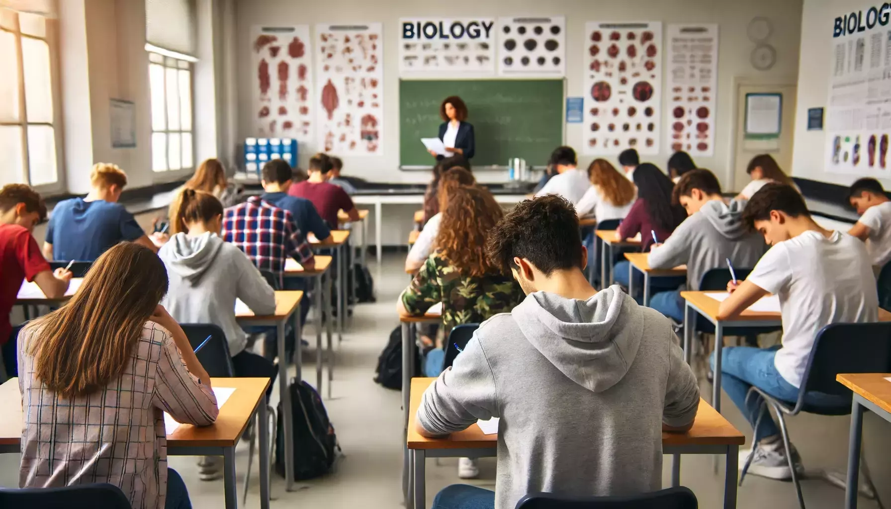 Jugendliche von hinten im Klassenzimmer