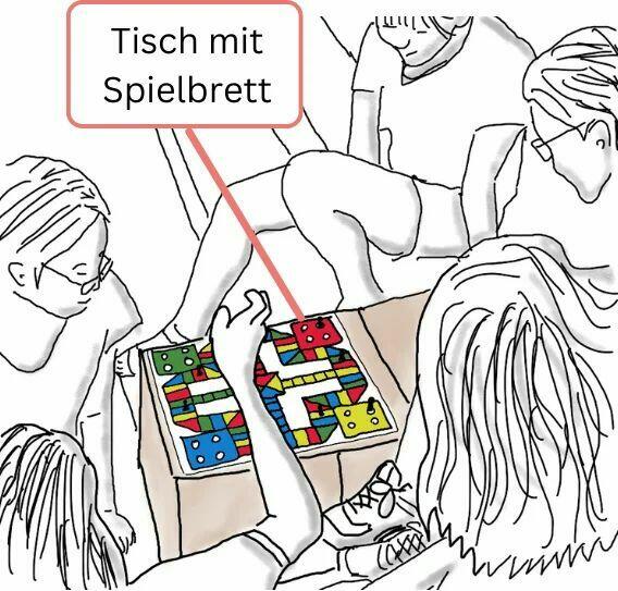 Zeichnung Brettspiele in der Schule